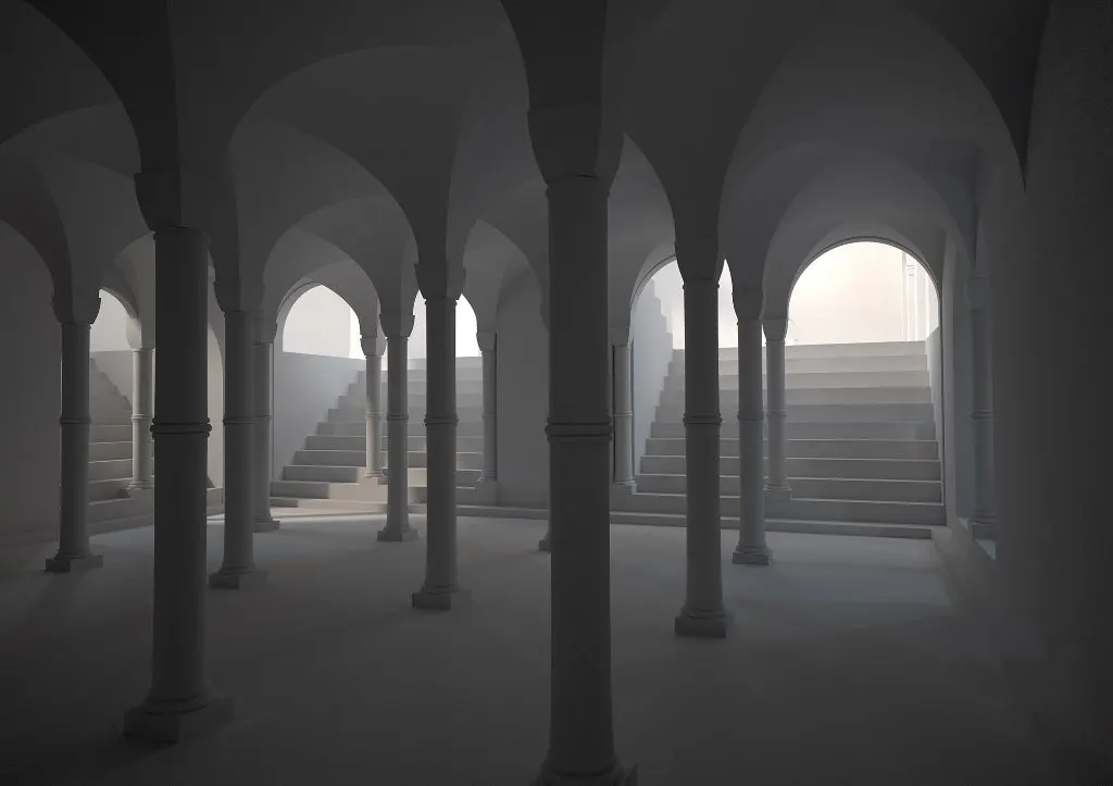 Blick in die Krypta unter der Vierung. Rekonstruktion: Marco Bernasconi