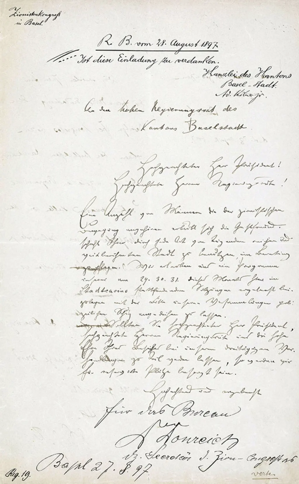 Einladung an den Regierungsrat des Kantons Basel-Stadt