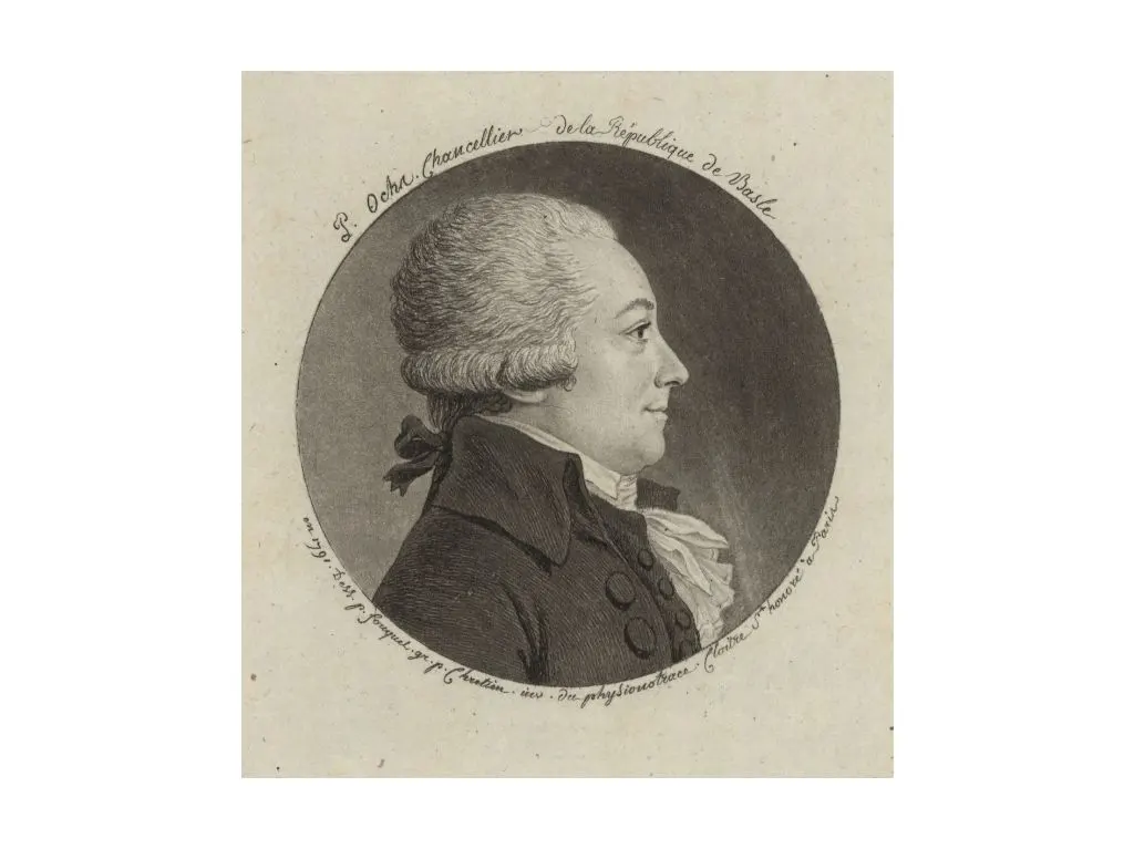 Ochs als Stadtschreiber, Paris 1791, Physionotrace, gezeichnet von Jean Fouquet (ca. 1761–1799)