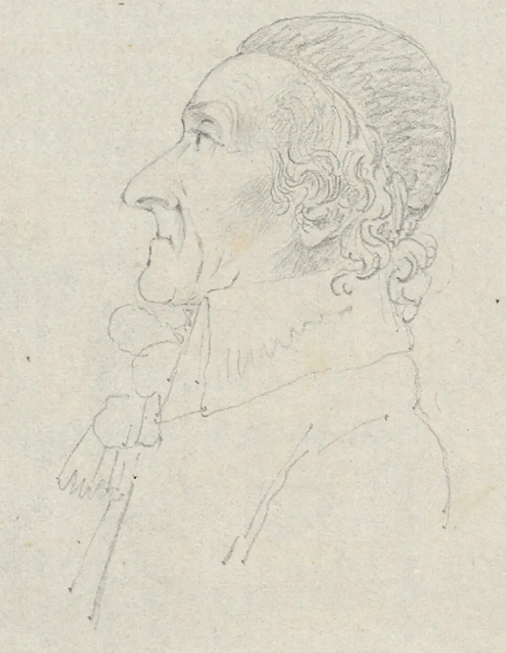 Porträt Lavaters, gezeichnet durch den französischen General Mangin am 3. August 1799 in Basel