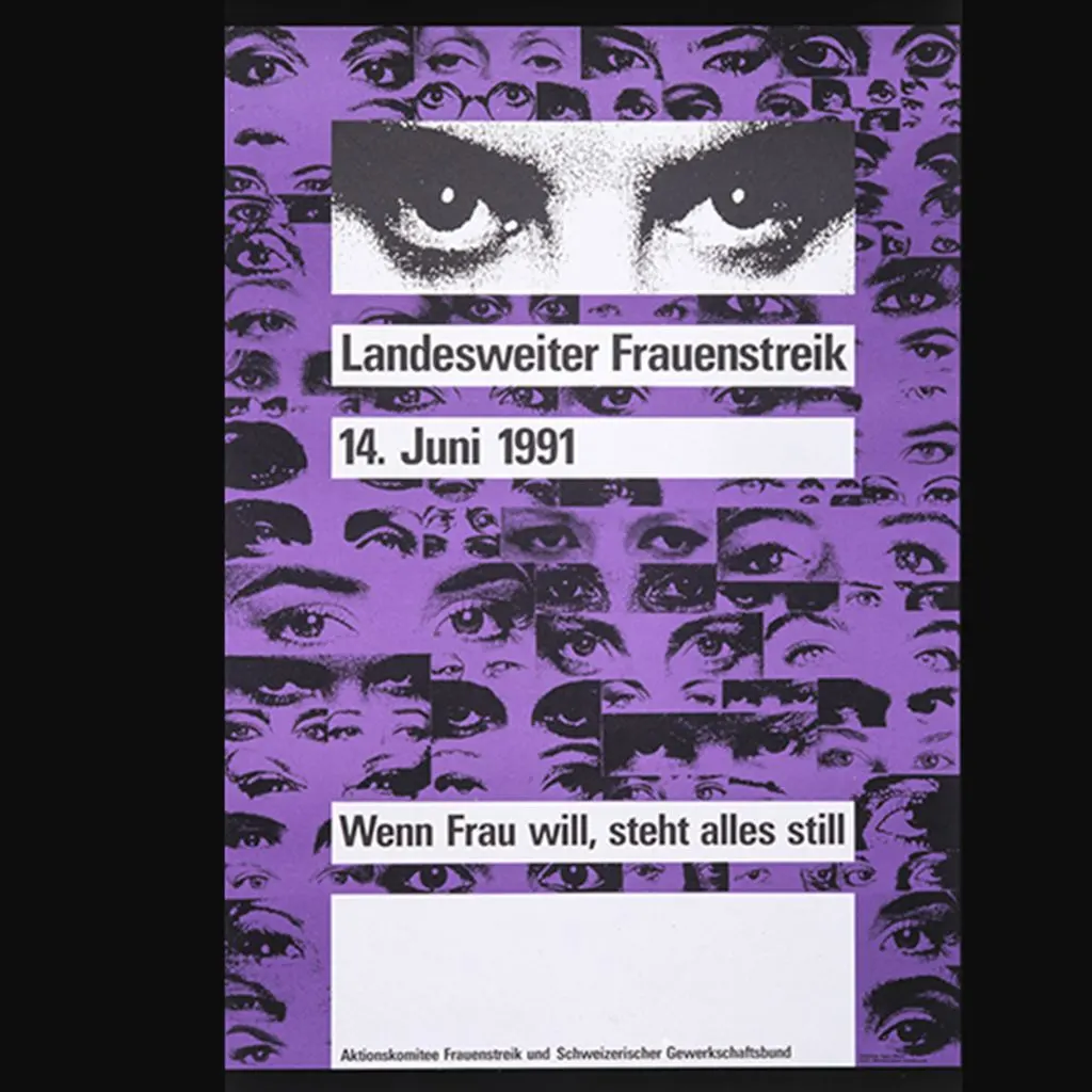 Plakat zum landesweiten Frauenstreik am 14. Juni 1991
