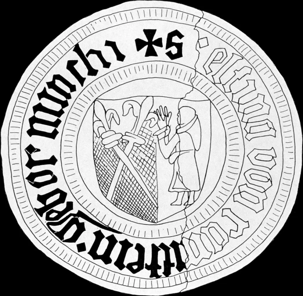 Ergänzte Umzeichnung des (halbierten) Siegelabdrucks der Elsina Ramstein gebor. Münch