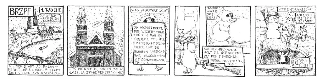 Eine Bilderstrecke aus dem Buch, darauf ist ein Schneemann abgebildet