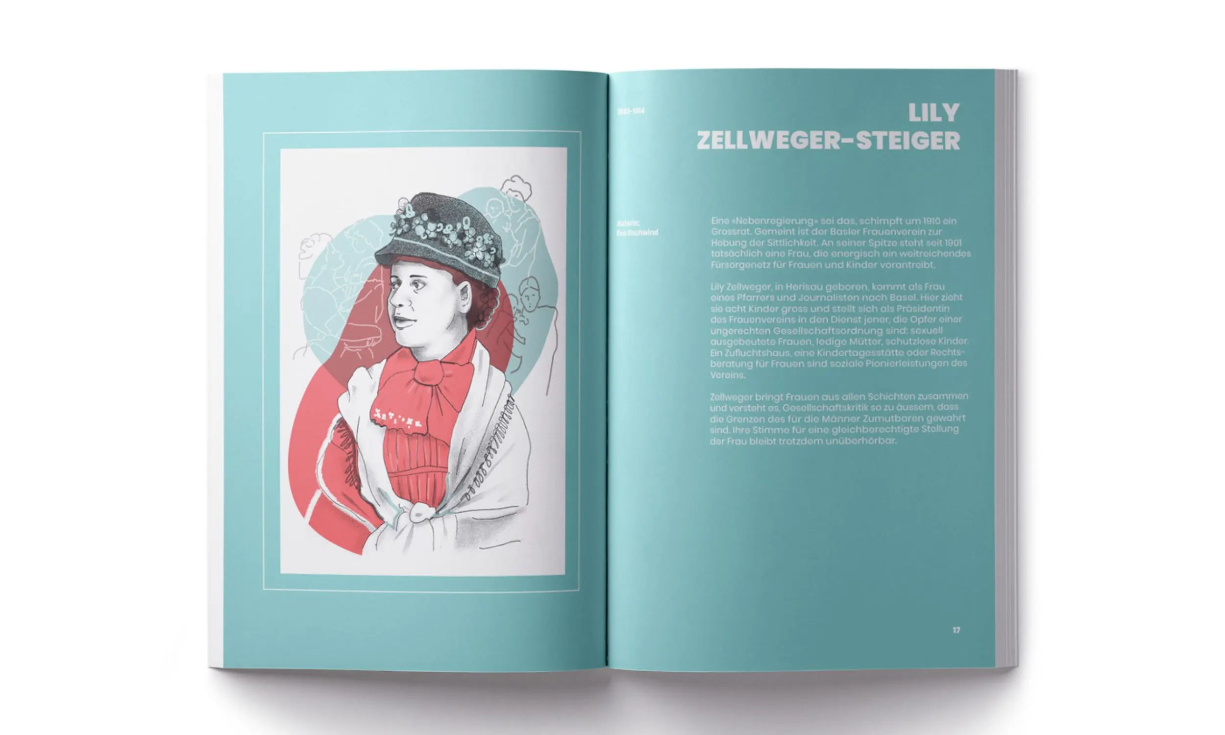 Aufgeschlagene Seite des Stickeralbums